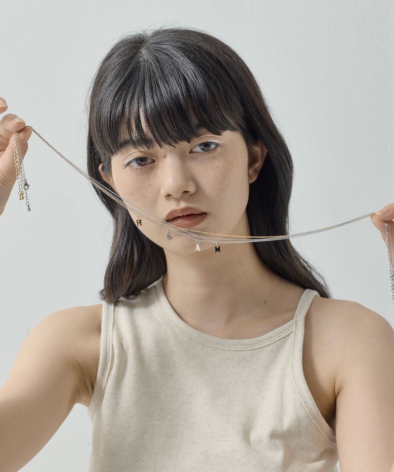 【ORLEAN】イニシャル アズキチェーン シンプルネックレス