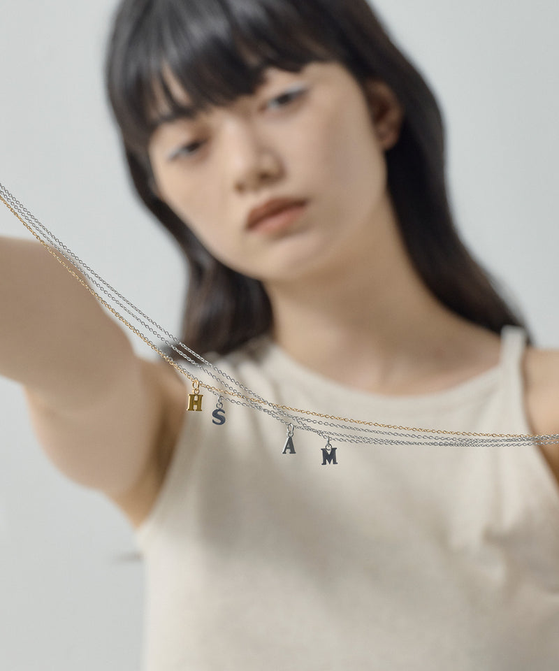 【ORLEAN】イニシャル アズキチェーン シンプルネックレス