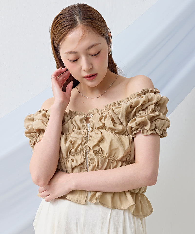 【全骨格対応 / 着痩せ◎】マルチウェイシャーリングブラウス