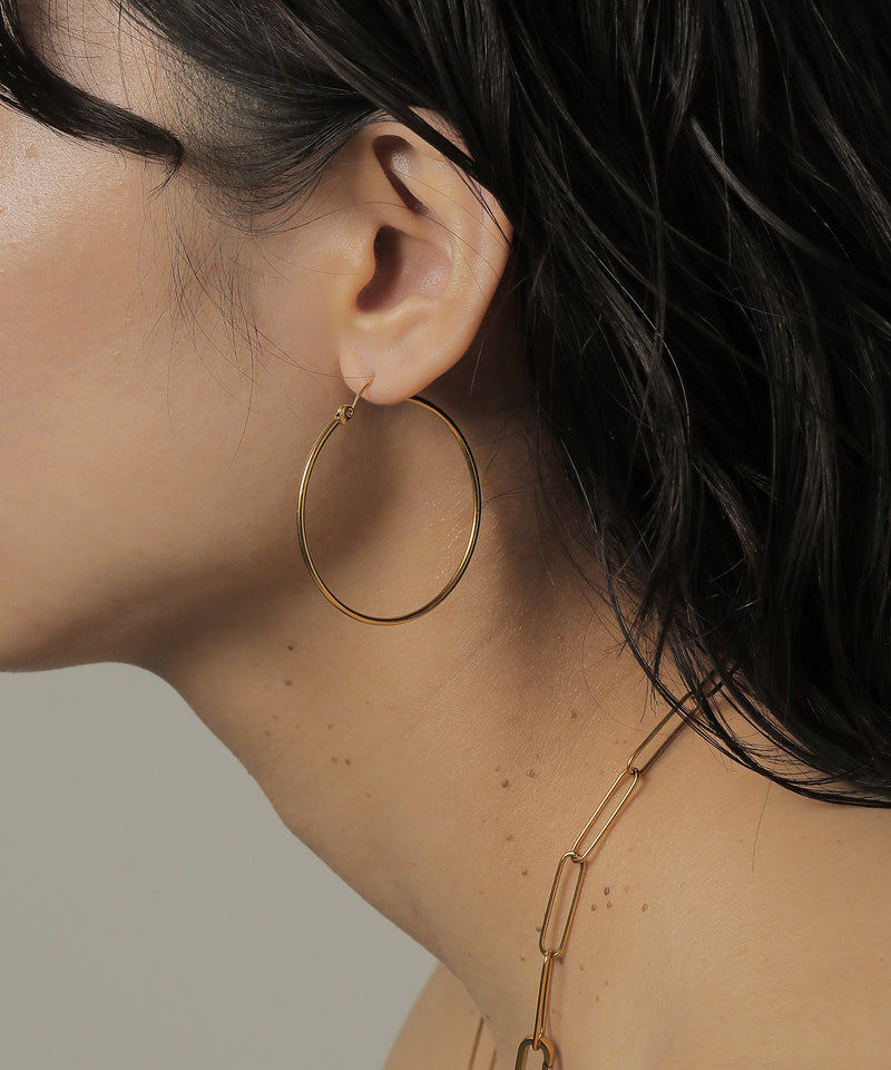 金属アレルギー対応 シンプルフープピアス 4cm サージカルステンレス