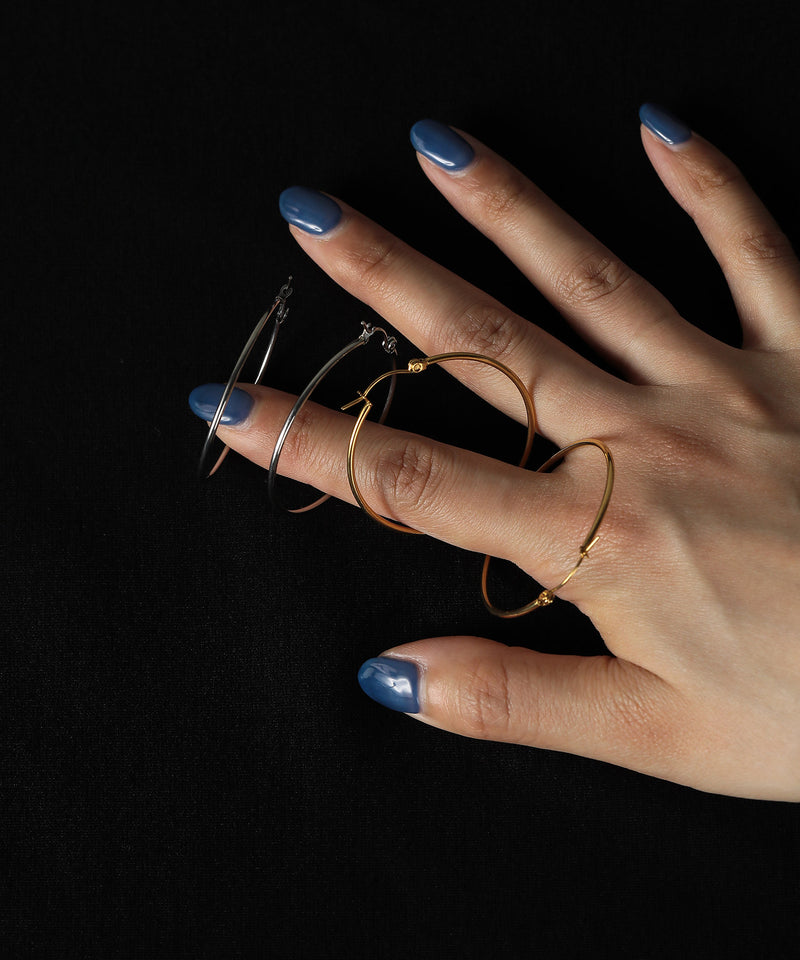 金属アレルギー対応 シンプルフープピアス 4cm サージカルステンレス