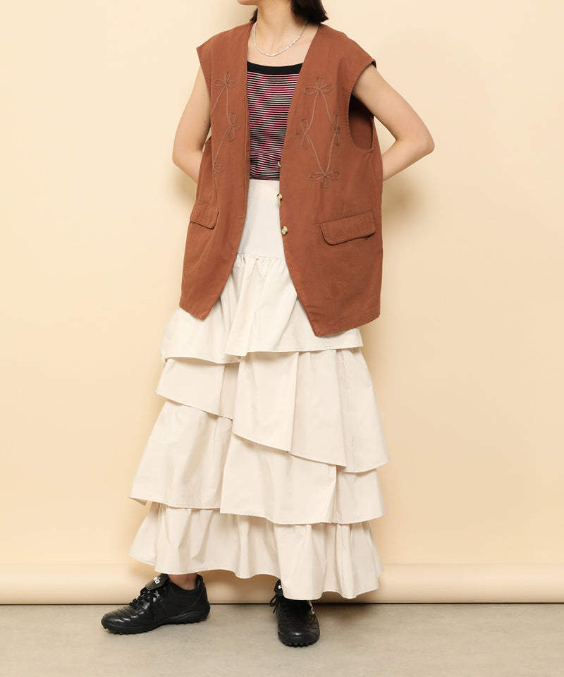 ランダムティアードロングスカート