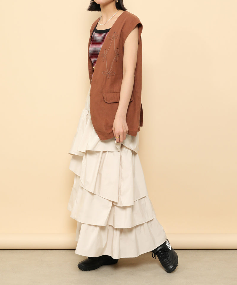 ランダムティアードロングスカート