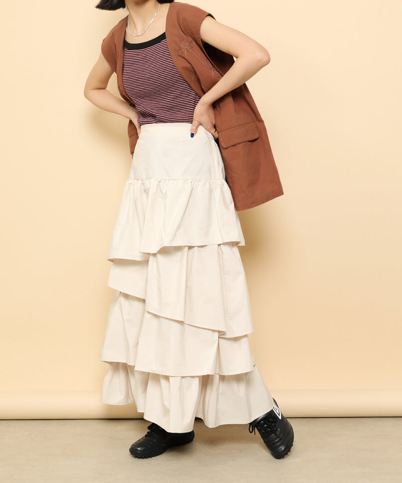 ランダムティアードロングスカート