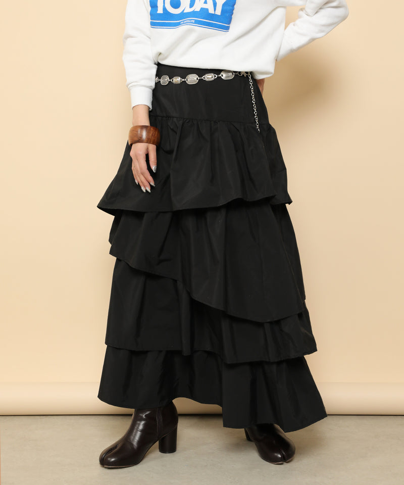 ランダムティアードロングスカート