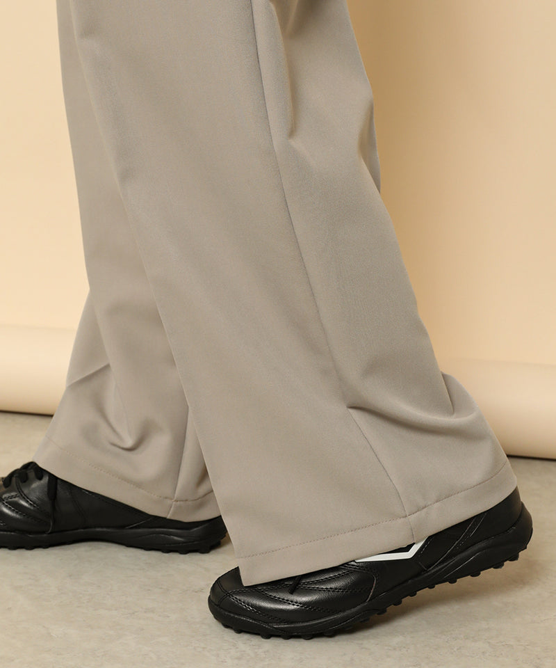 ダブルウエスト ストレートタックパンツ スラックス