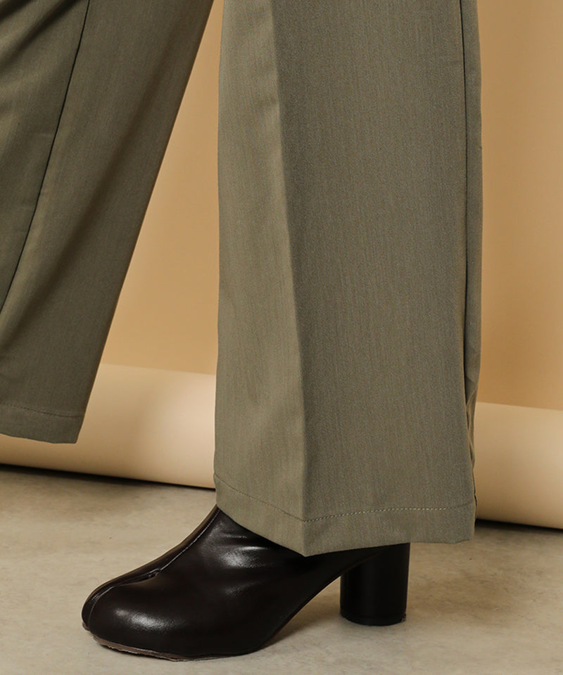 ダブルウエスト ストレートタックパンツ スラックス