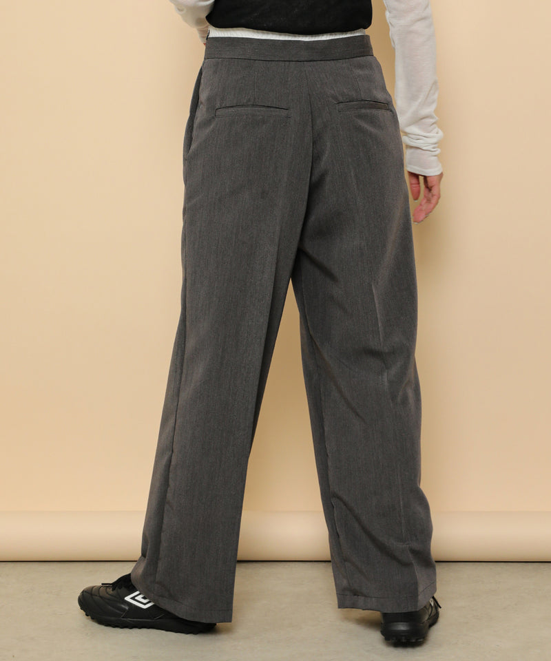 ダブルウエスト ストレートタックパンツ スラックス
