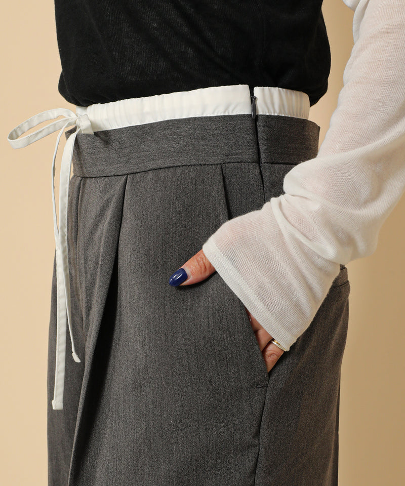 ダブルウエスト ストレートタックパンツ スラックス