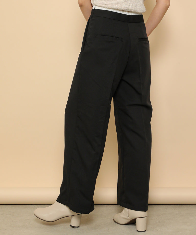 ダブルウエスト ストレートタックパンツ スラックス