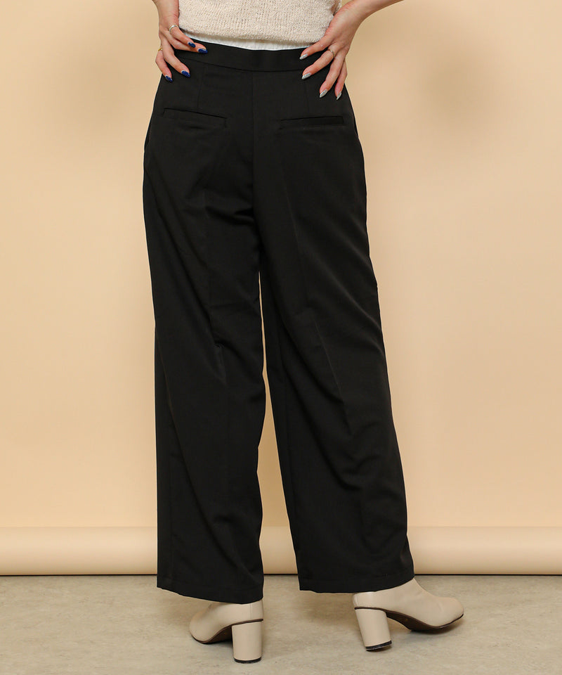 ダブルウエスト ストレートタックパンツ スラックス