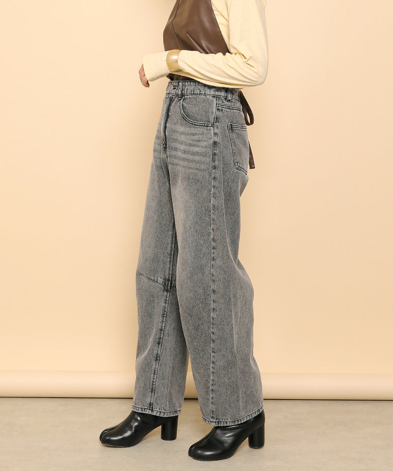 バレルレッグ デニム カーブパンツ