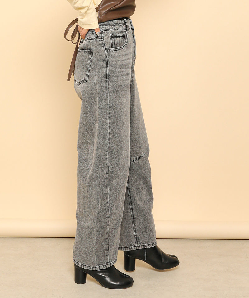 バレルレッグ デニム カーブパンツ
