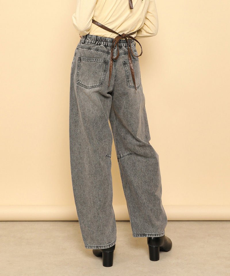 バレルレッグ デニム カーブパンツ