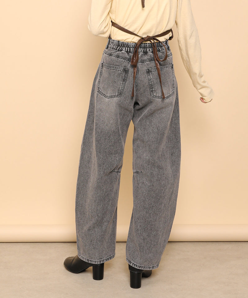 バレルレッグ デニム カーブパンツ
