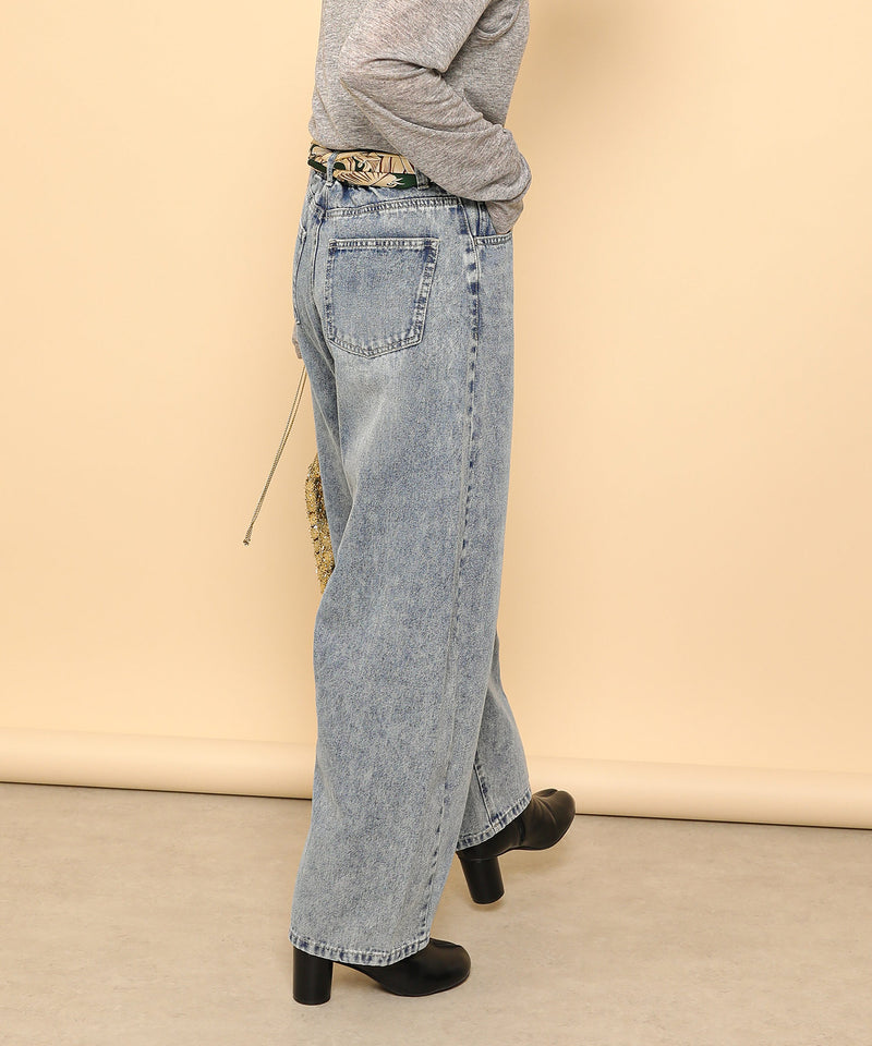 バレルレッグ デニム カーブパンツ
