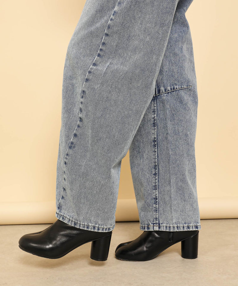バレルレッグ デニム カーブパンツ