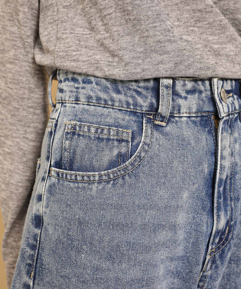 バレルレッグ デニム カーブパンツ