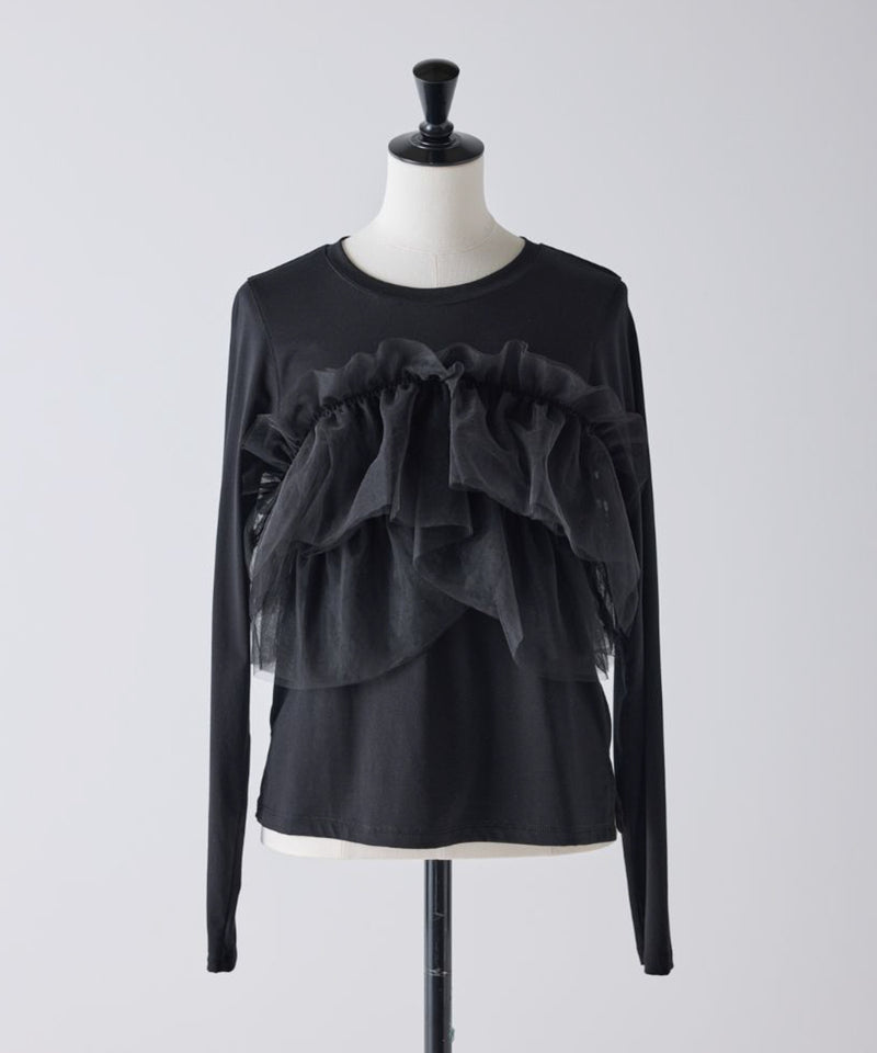 【Mewl/ミュール】マルチWAYチュールフリルTOPS