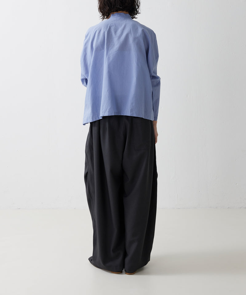 【mizuiro ind / ミズイロ インド】lace stand collar wide shirt / レーススタンドカラーワイドシャツ