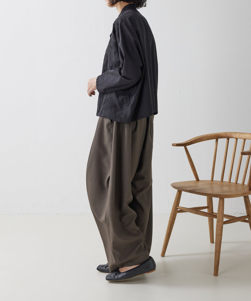 【mizuiro ind / ミズイロ インド】lace stand collar wide shirt / レーススタンドカラーワイドシャツ