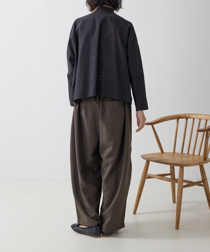 【mizuiro ind / ミズイロ インド】lace stand collar wide shirt / レーススタンドカラーワイドシャツ
