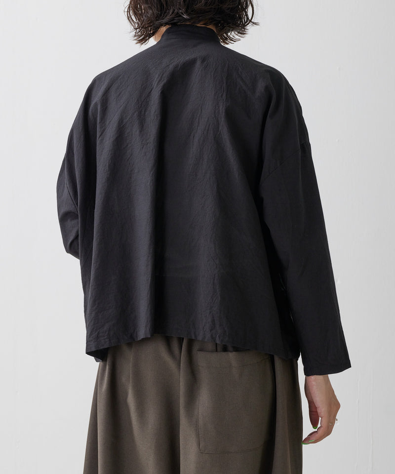 【mizuiro ind / ミズイロ インド】lace stand collar wide shirt / レーススタンドカラーワイドシャツ