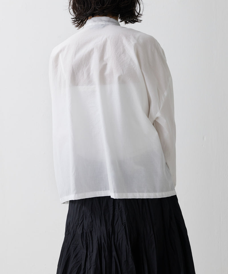 【mizuiro ind / ミズイロ インド】lace stand collar wide shirt / レーススタンドカラーワイドシャツ