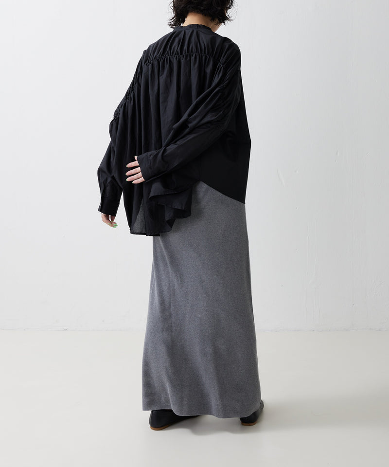 【mizuiro ind / ミズイロ インド】back gather wide shirt / バッグギャザーワイドシャツ
