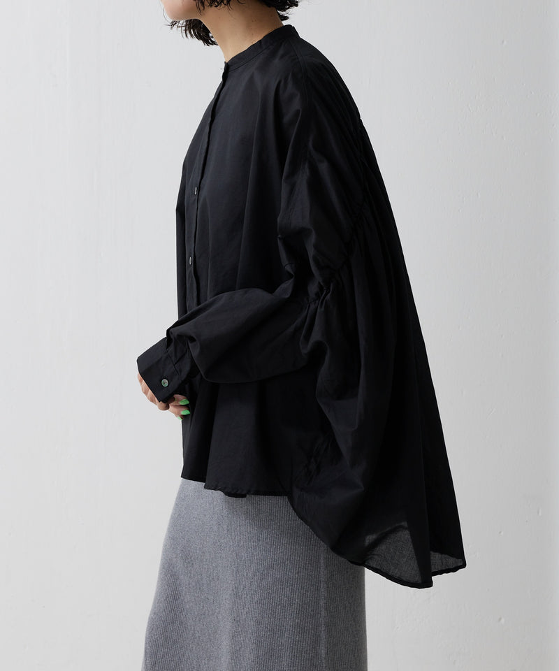 【mizuiro ind / ミズイロ インド】back gather wide shirt / バッグギャザーワイドシャツ