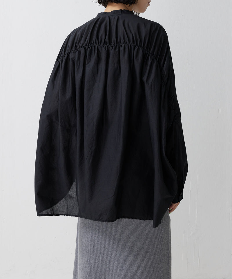 【mizuiro ind / ミズイロ インド】back gather wide shirt / バッグギャザーワイドシャツ