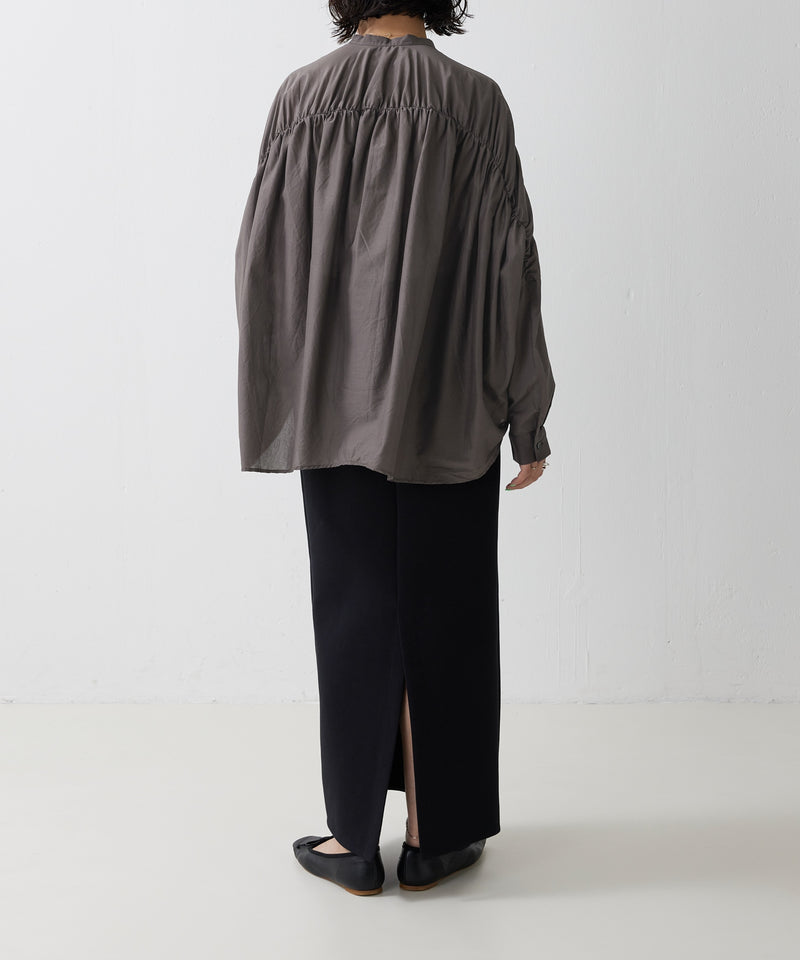 【mizuiro ind / ミズイロ インド】back gather wide shirt / バッグギャザーワイドシャツ