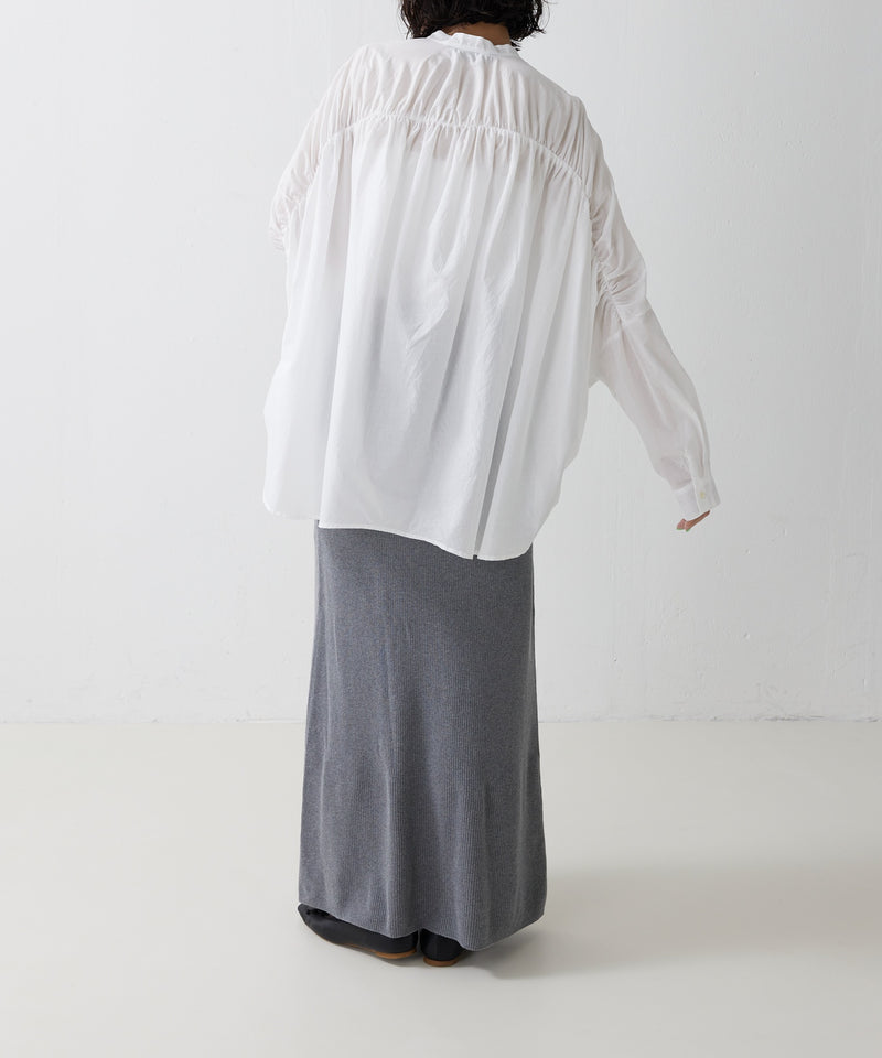 【mizuiro ind / ミズイロ インド】back gather wide shirt / バッグギャザーワイドシャツ