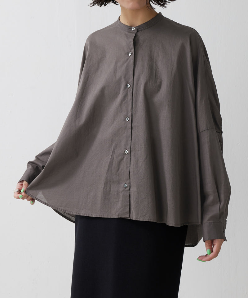 【mizuiro ind / ミズイロ インド】back gather wide shirt / バッグギャザーワイドシャツ