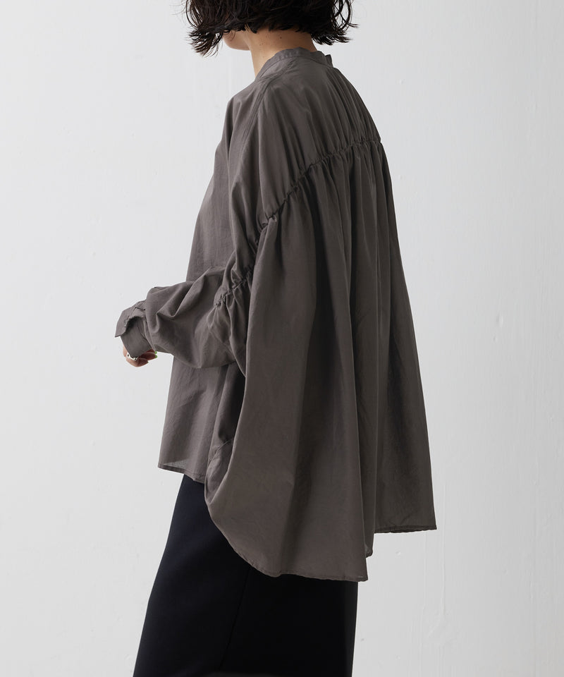 【mizuiro ind / ミズイロ インド】back gather wide shirt / バッグギャザーワイドシャツ