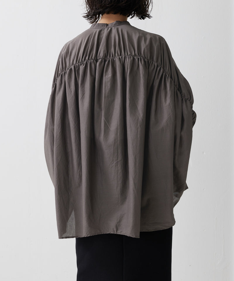 【mizuiro ind / ミズイロ インド】back gather wide shirt / バッグギャザーワイドシャツ