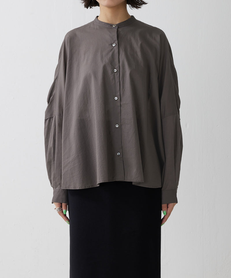 【mizuiro ind / ミズイロ インド】back gather wide shirt / バッグギャザーワイドシャツ