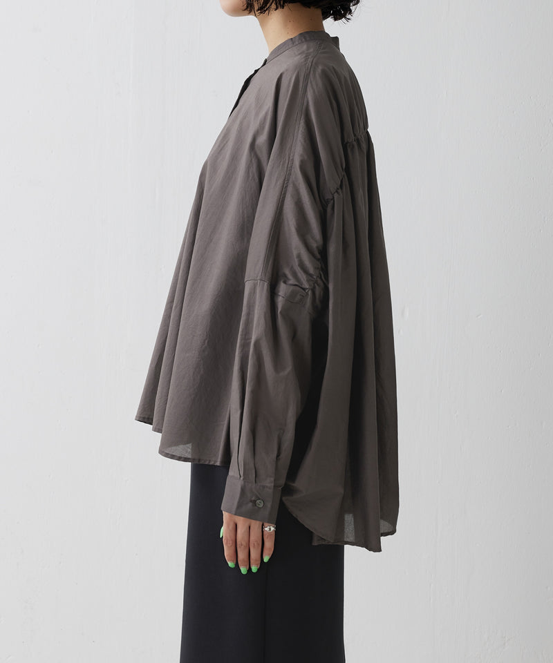 【mizuiro ind / ミズイロ インド】back gather wide shirt / バッグギャザーワイドシャツ