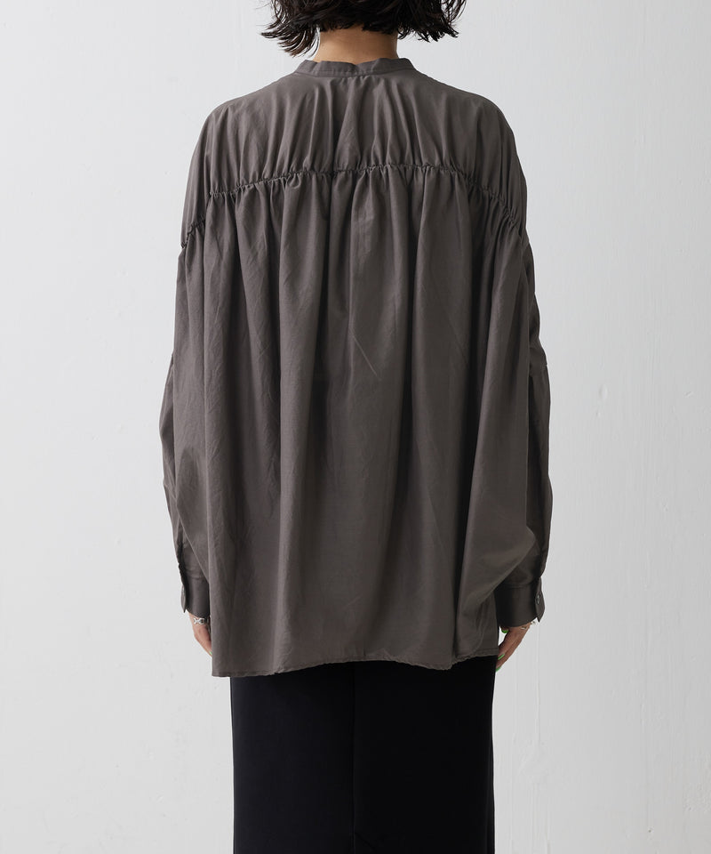 【mizuiro ind / ミズイロ インド】back gather wide shirt / バッグギャザーワイドシャツ