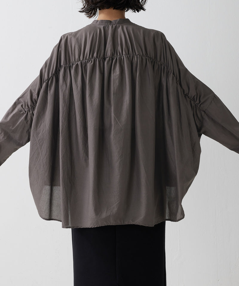 【mizuiro ind / ミズイロ インド】back gather wide shirt / バッグギャザーワイドシャツ