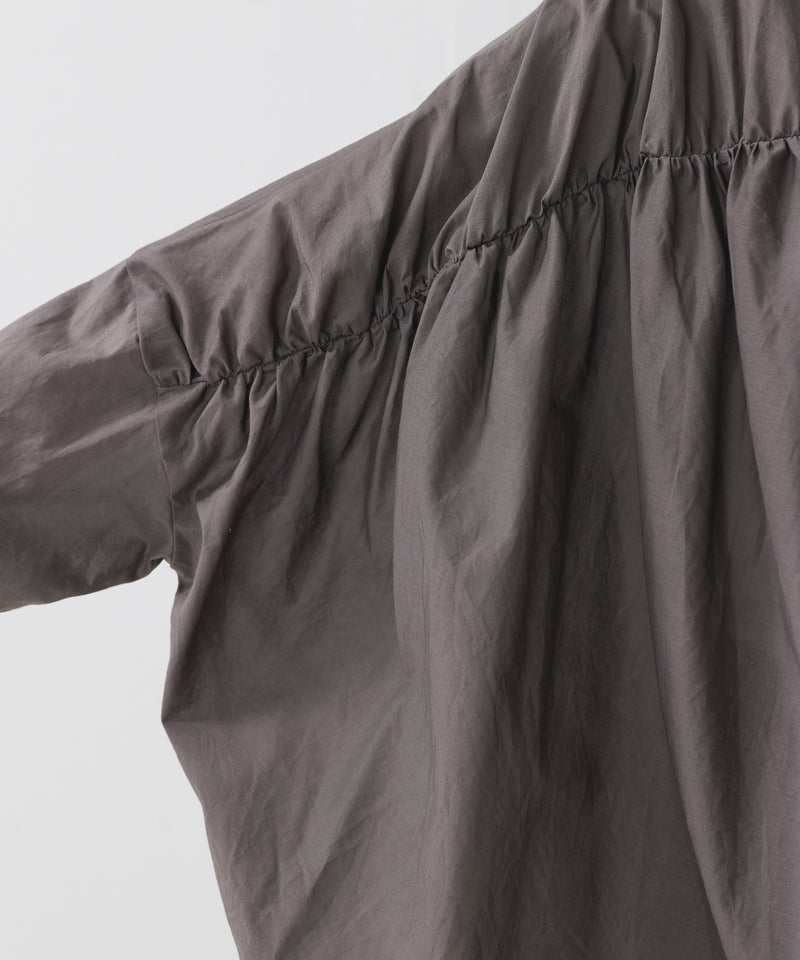 【mizuiro ind / ミズイロ インド】back gather wide shirt / バッグギャザーワイドシャツ