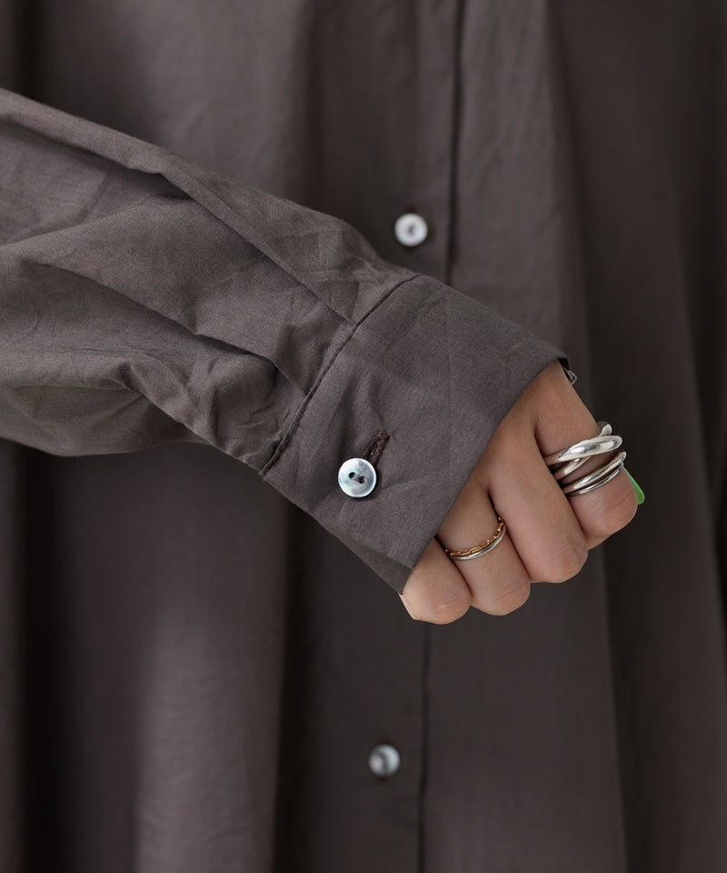【mizuiro ind / ミズイロ インド】back gather wide shirt / バッグギャザーワイドシャツ
