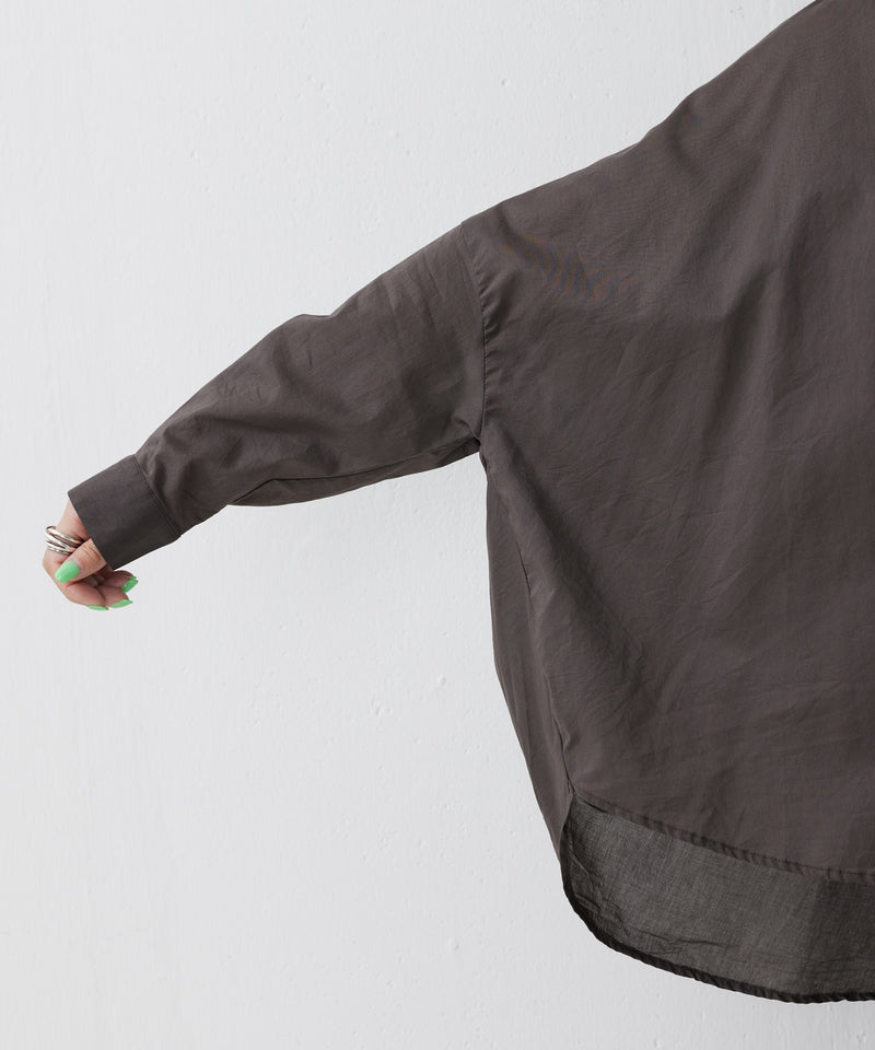 【mizuiro ind / ミズイロ インド】back gather wide shirt / バッグギャザーワイドシャツ