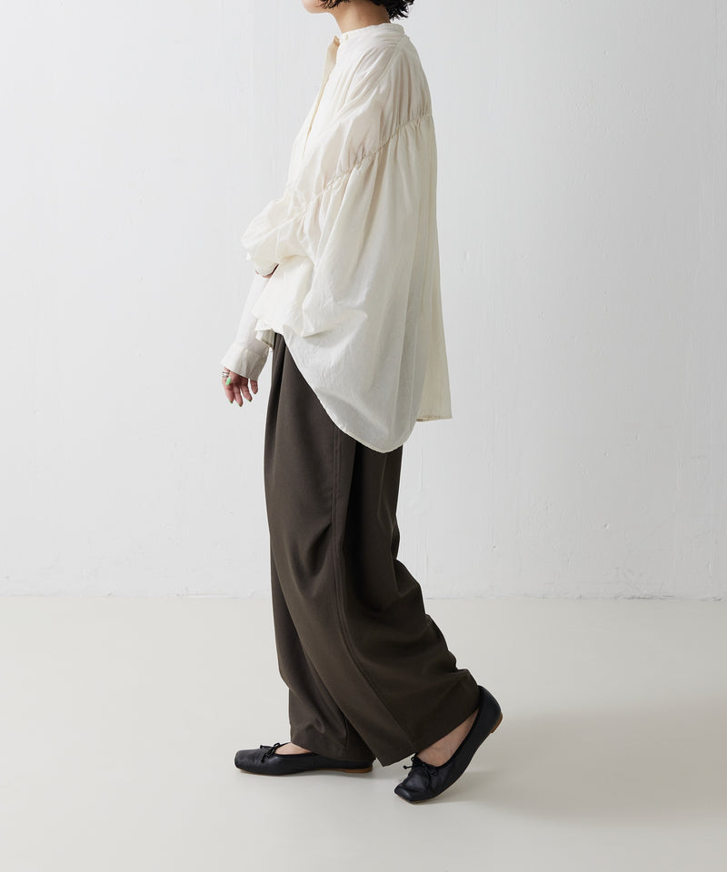 【mizuiro ind / ミズイロ インド】back gather wide shirt / バッグギャザーワイドシャツ