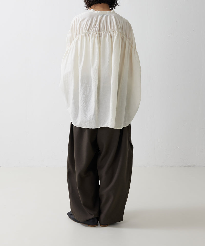 【mizuiro ind / ミズイロ インド】back gather wide shirt / バッグギャザーワイドシャツ