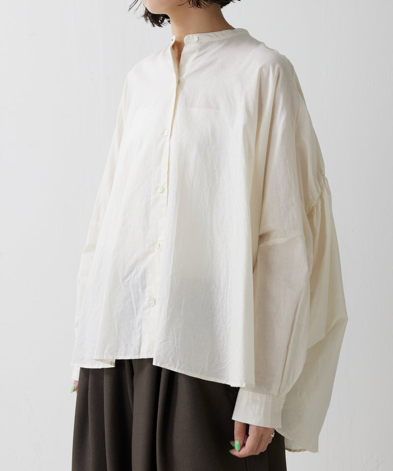 【mizuiro ind / ミズイロ インド】back gather wide shirt / バッグギャザーワイドシャツ