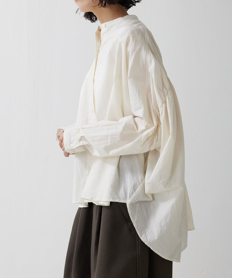 【mizuiro ind / ミズイロ インド】back gather wide shirt / バッグギャザーワイドシャツ
