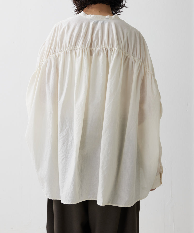 【mizuiro ind / ミズイロ インド】back gather wide shirt / バッグギャザーワイドシャツ