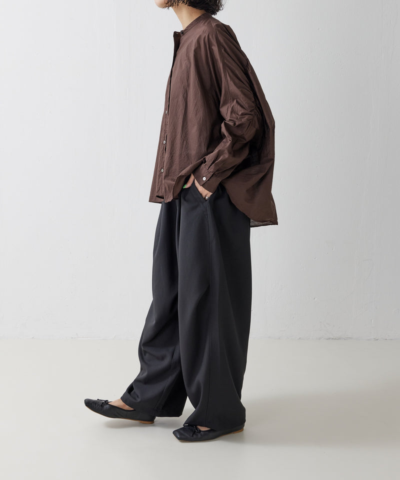 【mizuiro ind / ミズイロ インド】back gather wide shirt / バッグギャザーワイドシャツ