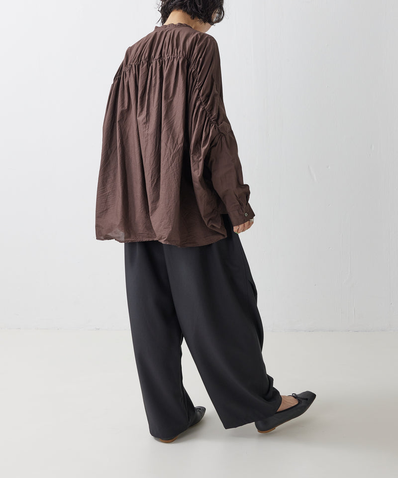 【mizuiro ind / ミズイロ インド】back gather wide shirt / バッグギャザーワイドシャツ